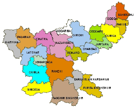 District Map of Jharkhand