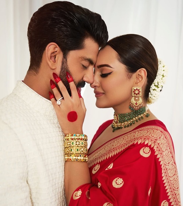 Sonakshi Sinha gets her make-up done by husband Zaheer Iqbal